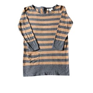 LOFT Gray and Tan Striped Sweater